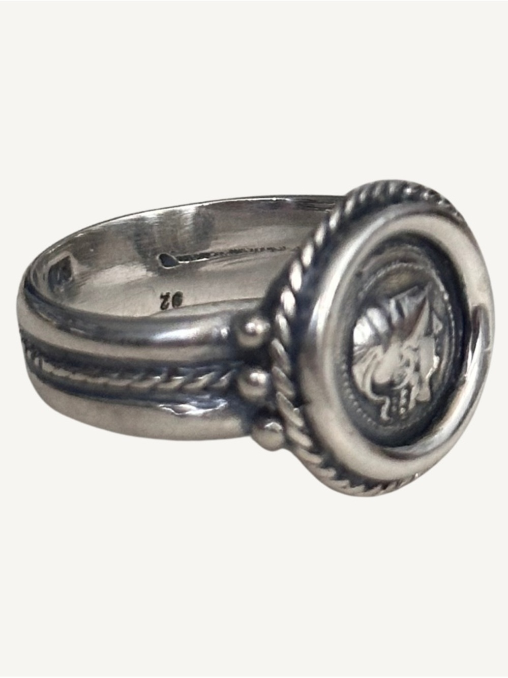 Sterling Silver Signet Ring - Antique Vintage Drachma Coin - Picture 2 of 8